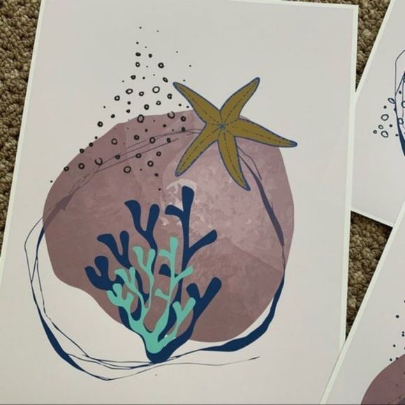 Modern star fish illustration abstract art print - Picture 11 of 15